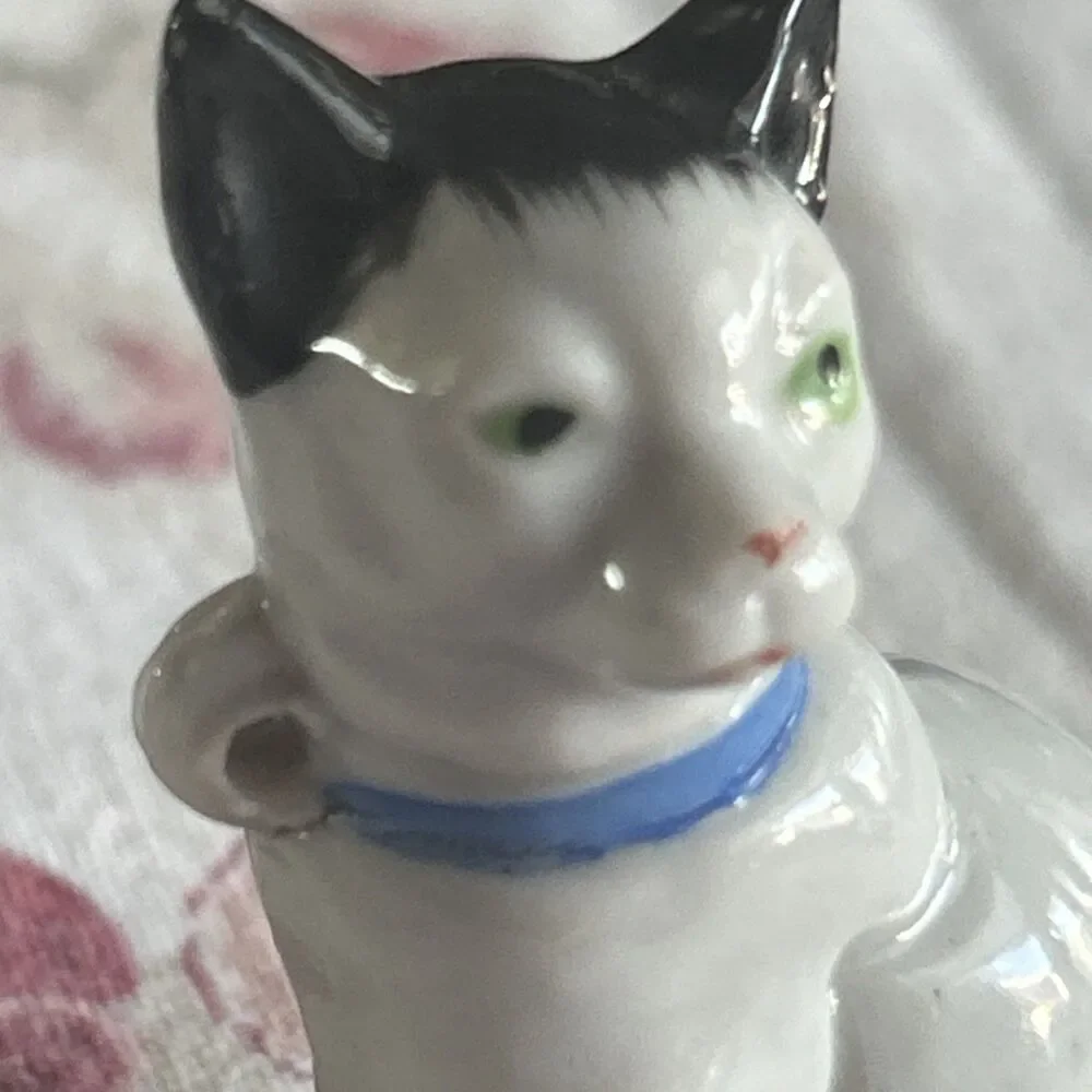 Vintage Black & white Cat Figurine Who Stares Into Your Soul